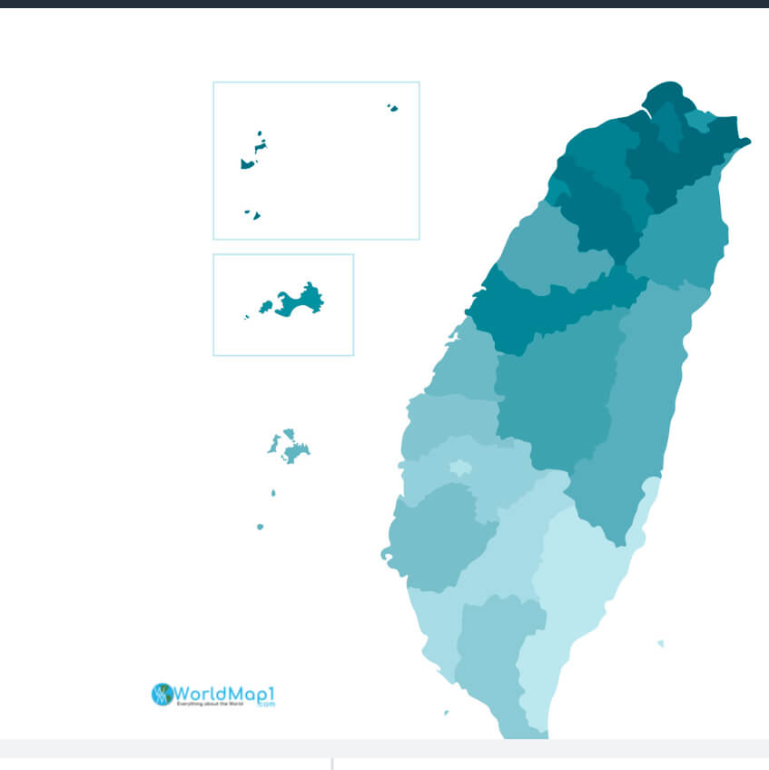 Taiwan Map with Isles